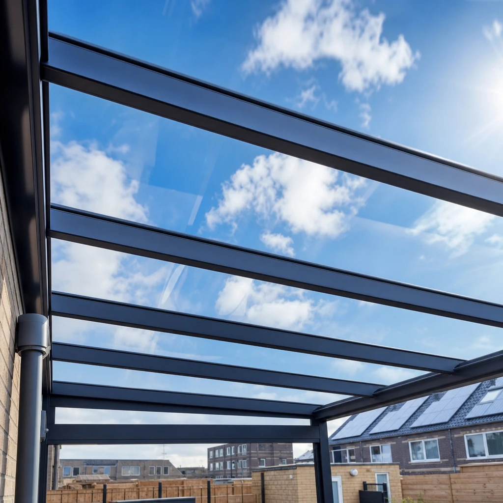 Veranda met glazen dak 1 glas dak veranda