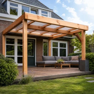 Houten of aluminium veranda: wat is beter? 1 houten overkapping op maat
