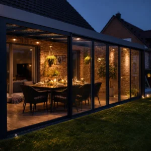 Kosten glazen schuifwand: prijs per paneel, rail en montage 1 tuinkamer op maat